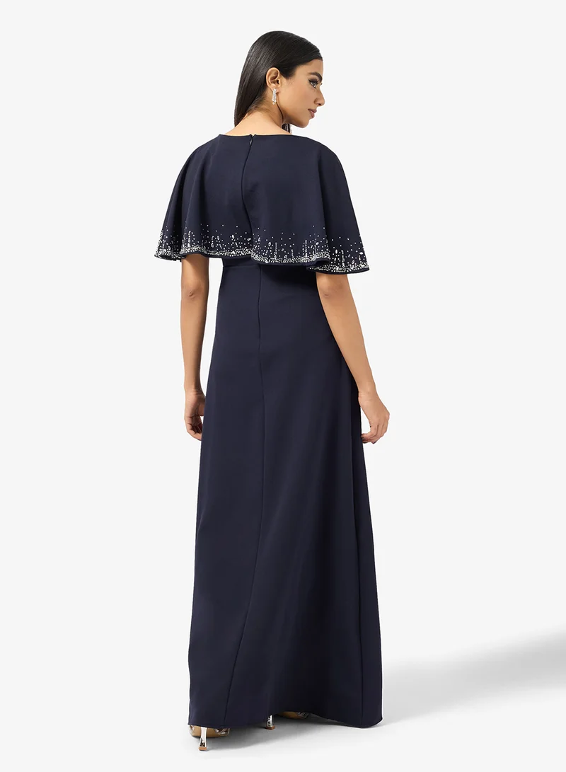Khizana Dress With Embellished Cape